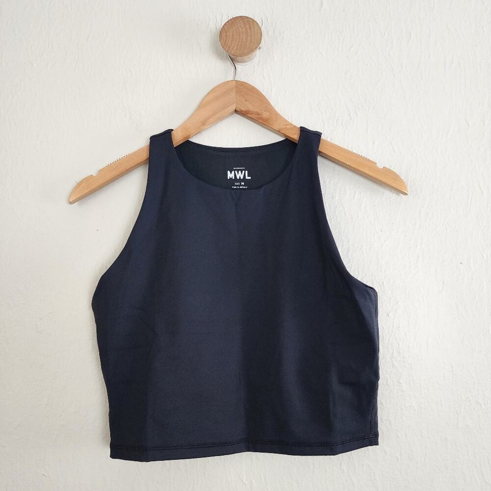 NWT Madewell MWL Form Crop Top M | Black Racerback Built-In Bra Yoga